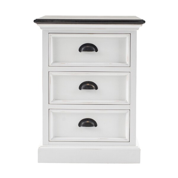 Homeroots 24" White and Brown Three Drawer Wood Nightstand 397619 - main