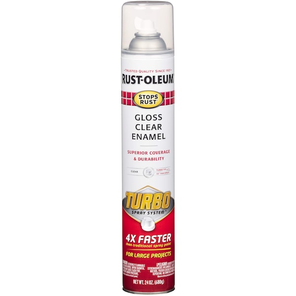 Rust-Oleum Rust Preventative Spray Paint, Clear, Gloss, Solvent, 24 oz 353345 - main