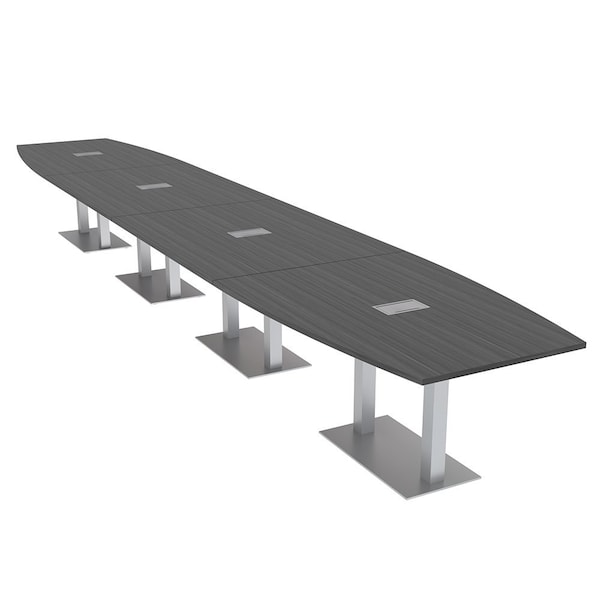 Skutchi Designs Boat Conference Table With Power Unit, 48 in W, 264 in L, Grey HAR-BOT-48x264-DOU-WA7949-ESIL - main