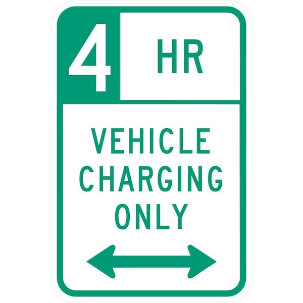 Lyle 4 HR Vehicle Charging Only w/double arrow, 12x18, High Intensity Prismatic, White G-4276-HI_12x18 - main