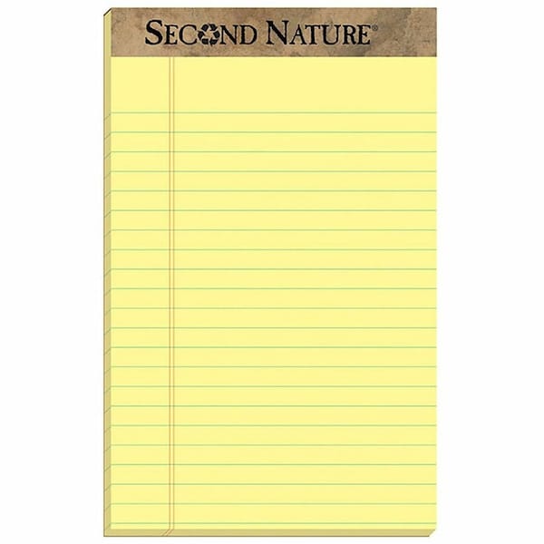Tops 74840 Second Nature Recycled Pad Jr. Legal 5 x 8 Canary 12 50-Sheet Pads/pk 74840 - main