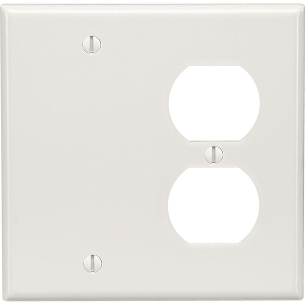 Leviton 2-Gang Thermoset Plastic Blank/Duplex Receptacle Wall Plate White 002-88008-000 - main