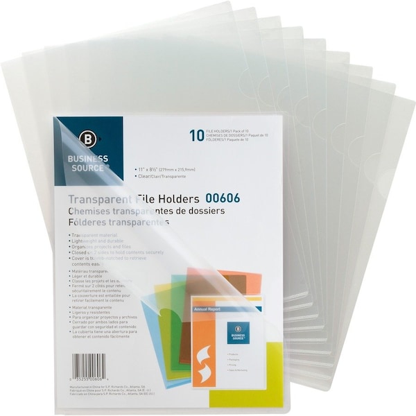 Business Source File Jacket, Clear, Plastic, PK12 BSN00606 - main
