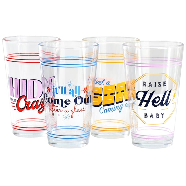 Wanda June Home by Miranda Lambert Honky Tonk 4 Piece 16.6oz Glass Tumbler Set in Multi 135197.04R - main