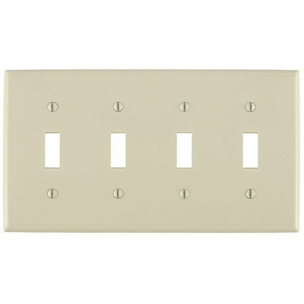 Leviton Switch Wallplate, Standard Size, Gang 4, White 80712-T - main