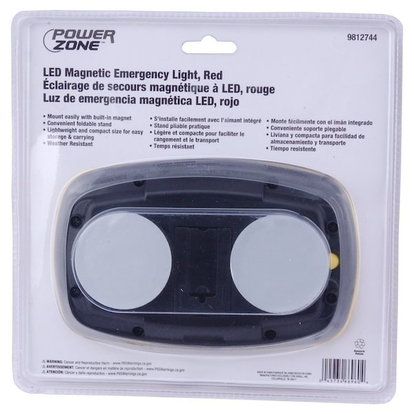 Powerzone LED Magnetic Emergency Light, Red Reflector, ABS Reflector, 6-1/4 in W Reflector, 4 in H Reflector 35706 - main