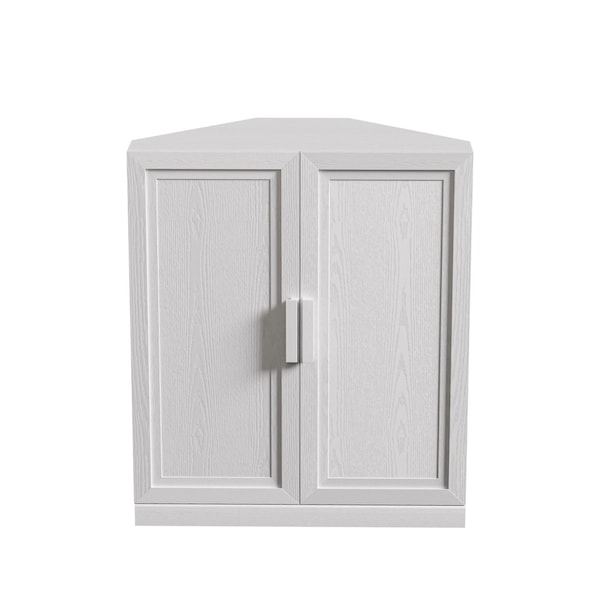 Homeroots Set Of Four White Wood Corner Accent Cabinet With Two Doors 712128 - main
