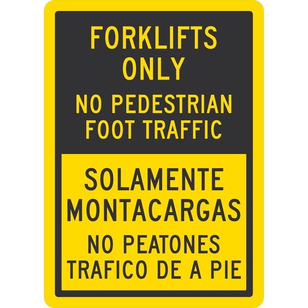 Lyle Forklifts Only No Pedestrian Foot Traffic Solamente, 10x14, Non-Reflective, Yellow G-1152-NA_10x14 - main