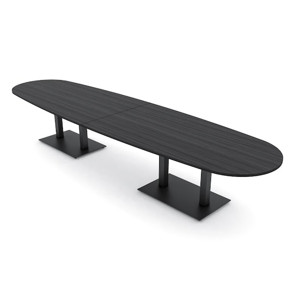 Skutchi Designs Boval Conference Table With Power Unit, 48 in W, 168 in L, Grey HAR-BOVL-48X168-DOU.BK-WA7949-NA - main