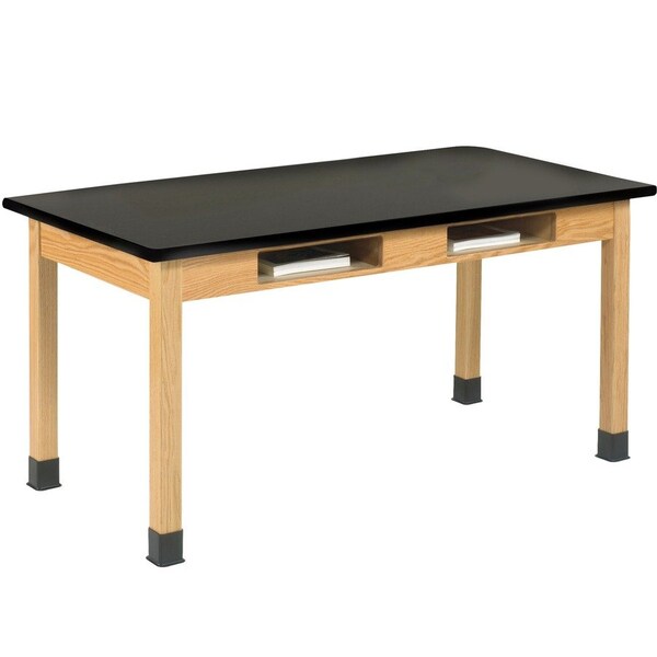 Diversified Spaces Compartment Table, Oak, Wood Frame, 48 in W, Black C710LBBK30N - main
