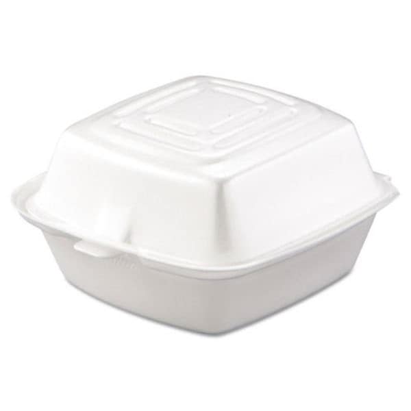 Dart 5.38 x 5.5 x 2.88 in. 16 oz Foam Hinged Lid Containers, White DCC16MJ32 - main