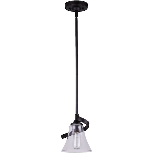 Home Impressions 1-Bulb Oil Rubbed Bronze Incandescent Rod Pendant Light Fixture Clear Glass IPL587A01ORB-C - main