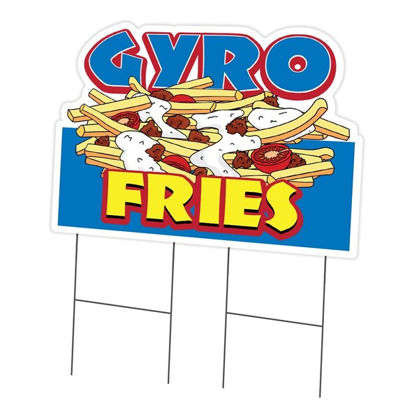 Signmission Gyro Fries Die Cut Yard Sign & Stake outdoor plastic coroplast window, C-DC-2436-Gyro Fries19 C-DC-2436-Gyro Fries19 - main
