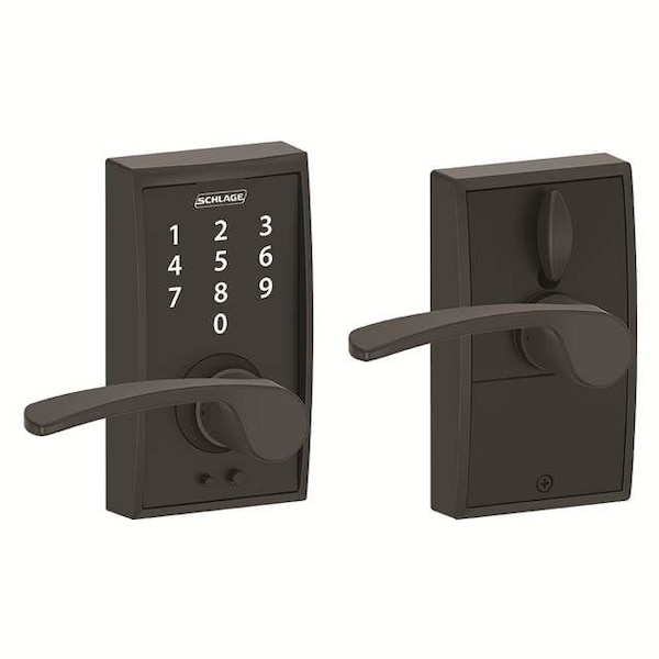 Schlage Residential Century with Merano Lever Keyless Touch Lever Lock with 16211 Latch and 10063 Strike Matte FE695CEN622MER - main