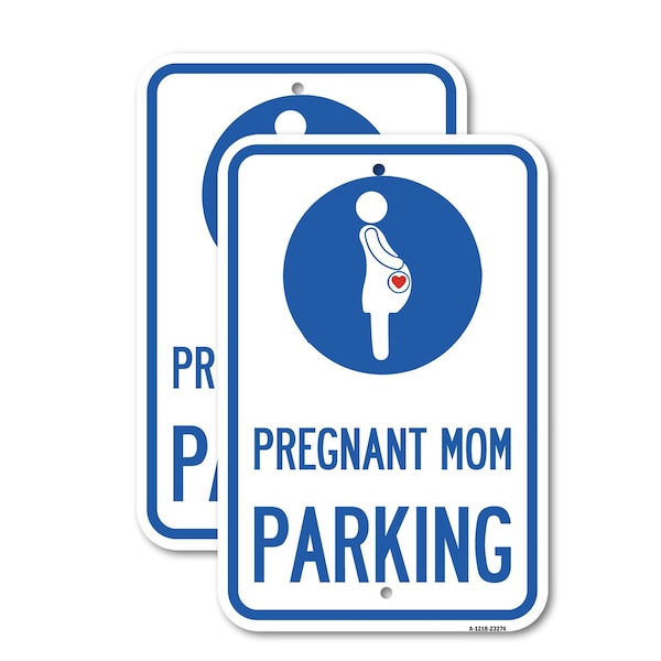 Signmission Pregnant Mom Parking With Graphic, 18'' X 24'' 2 Signs, Heavy Gauge Aluminum, 2PK A-1824-2PACK-23274 - main
