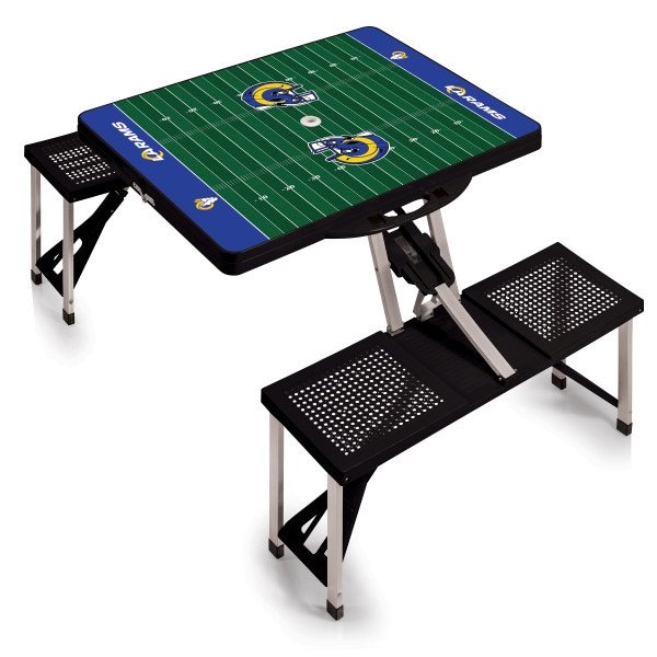 Picnic Time Family Of Brands Los Angeles Rams - Picnic Table Portable Folding Table with Seats, (Black) 811-00-175-335-2 - main
