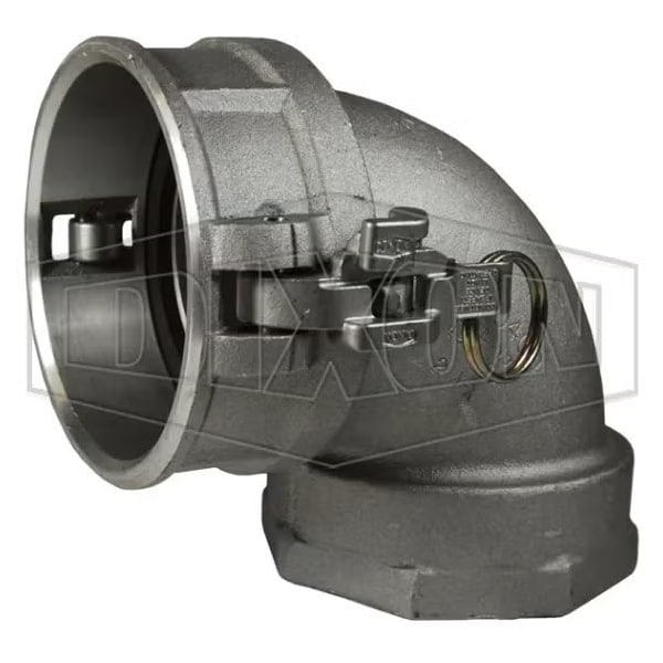 Dixon Type D 90Deg Cam and Groove Elbow, 4 in, Female Coupler x FNPT, Aluminum, Domestic AD90400EZ - main