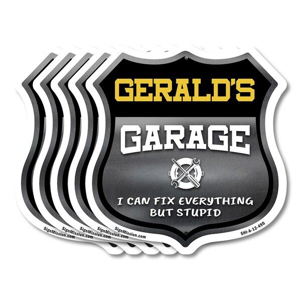 Signmission Gerald's Garage I Can Fix Everything But Stupid, 12 inch X 12 inch, Aluminum Metal Sign, 5PK SHI-A-5Pack-12-490-GERALD - main