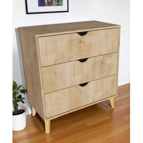 Homeroots 30" Natural Wood Three Drawer Dresser 552259 - main