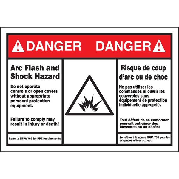 Accuform BILINGUAL ANSI DANGER ARC FLASH FBLSPS140 - main