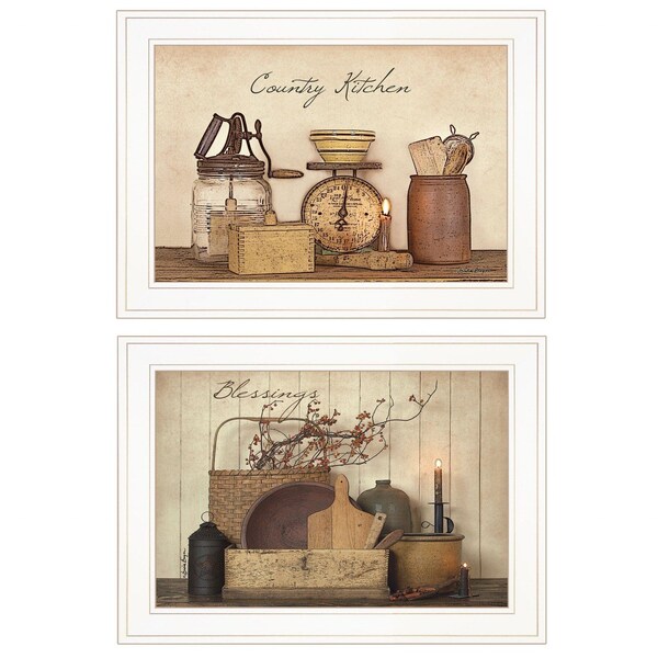 Homeroots Set Of Two Candlelight and Flowers 1 White Framed Print Wall Art, 2PK 407121 - main