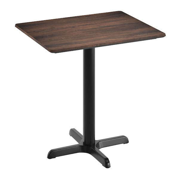 Flash Furniture 30" x 24" Tabletop, Seamless Surface Technology, Dark Brown with 22x22 Black Table Height X-Base ST-REC2430-WBR-T2222-GG - main