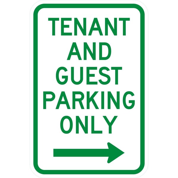 Lyle Tenant and Guest Parking Only with right arrow, 12x18, High Intensity Prismatic, White G-4003-HI_12x18 - main