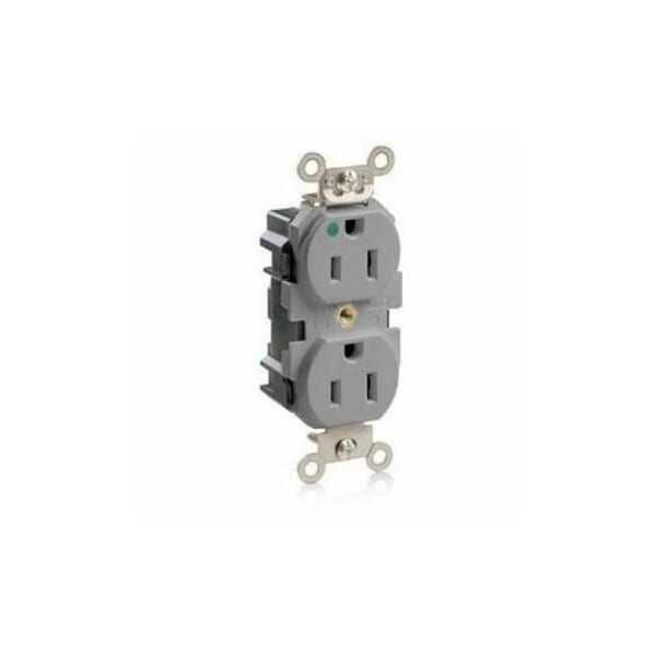 Leviton Straight Blade Receptacle, 5-15R, 15 A, 125V AC, Surface Mount, Self-Grounded M8200-GY - main