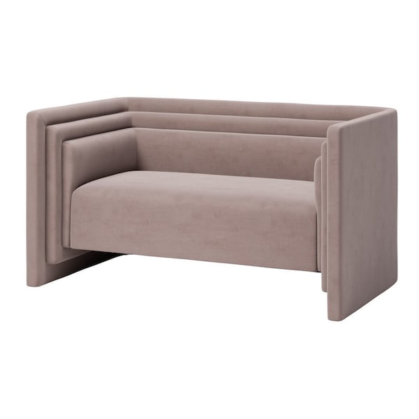 Homeroots 57in Taupe Velvet Loveseat 573998 - main