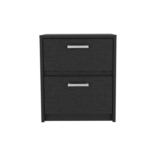 Homeroots 19" Black Wood Two Drawer Nightstand 518162 - main