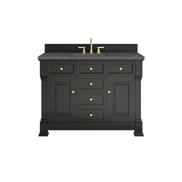 James Martin Vanities Brookfield 48 in. Single Vanity, Black Onyx w/ 3 CM Parisien Bleu Silestone Top 547-V48-BKO-3PBL - main