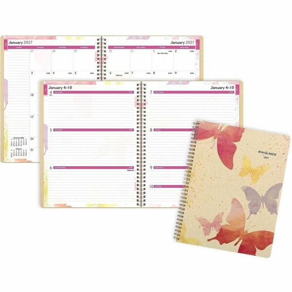 At-A-Glance Watercolors Weekly/Monthly Planner, Butterflies Artwork, 11 x 8.5, 12-Month (Jan to Dec): 2025 791-905G - main