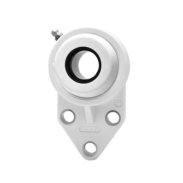 Ami Bearings SINGLE ROW BALL BEARING - 35MM STAINLESS SET SCREW WHITE 3-BOLT FLANGE OPN COV MUCFBL207CW - main