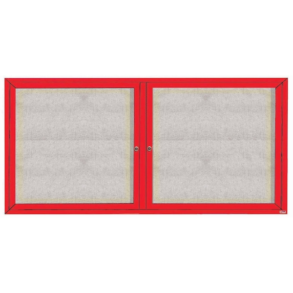 Aarco Outdoor Illuminated Enclosed Bulletin Board w/ Al Frame, Powder Coated Red, 36''Hx72''W ODCC3672RIR - main