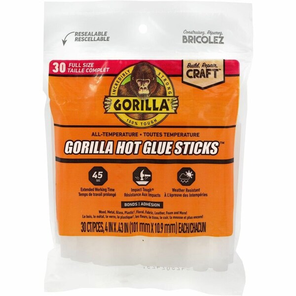 Gorilla Glue Full Hot Glue Sticks, 4 in L, 30 sticks 3033002 - main