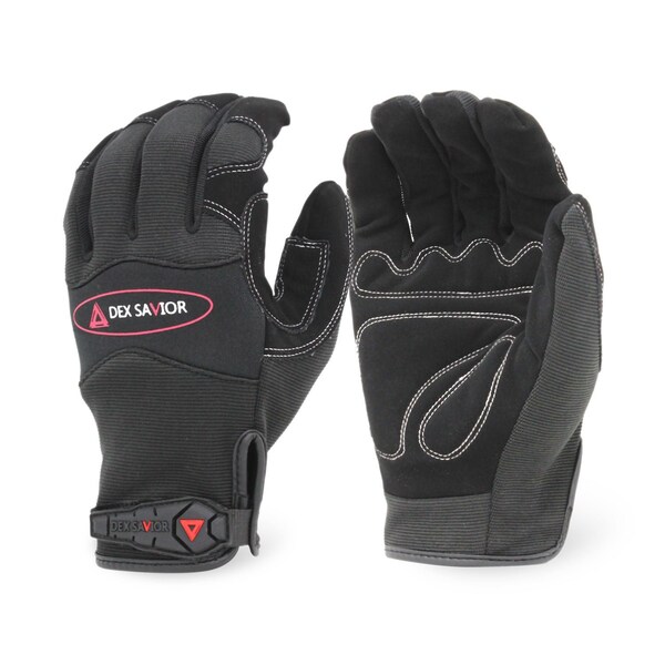 Dex Savior Synthetic Leather Palm, Black Spandex Back, Neoprene Knuckle, M, 12PK MG103 M - main