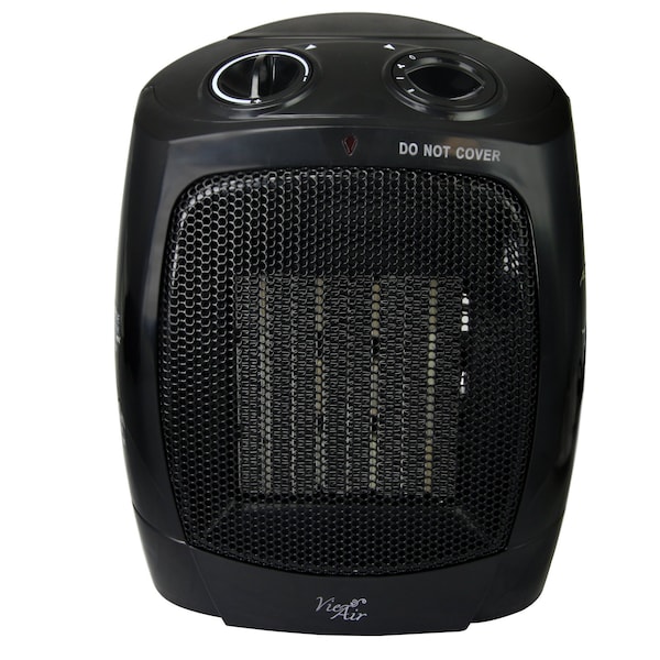 Vie Air 1500W Portable 2-Settings Office Black Ceramic Heater with Adjustable Thermostat VA-603A - main