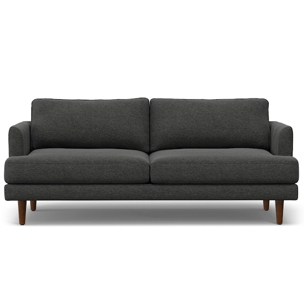 Homeroots 76" Gray Fabric Sofa With Brown Legs 640983 - main