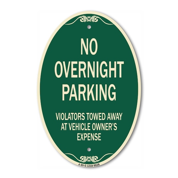 Signmission No Overnight Parking, 12 Inch X 18 Inch Designer, Heavy Gauge Aluminum A-OV-G-1218-9828 - main