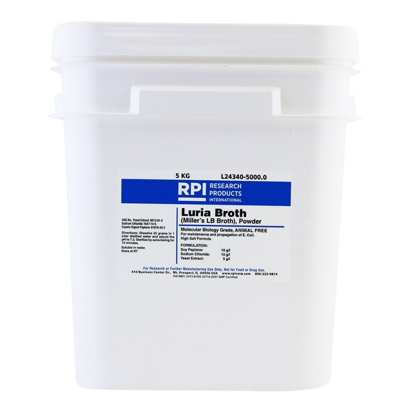 Rpi Luria Broth Miller's LB Broth Animal Free, Powder, 5 Kilograms L24340-5000.0 - main