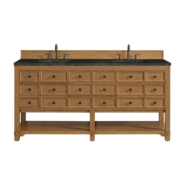 James Martin Vanities Malibu 72" Double Vanity, Amber Birch, w/ 3 CM Phantome Eclos Top 505-V72-AMB-3PHT - main