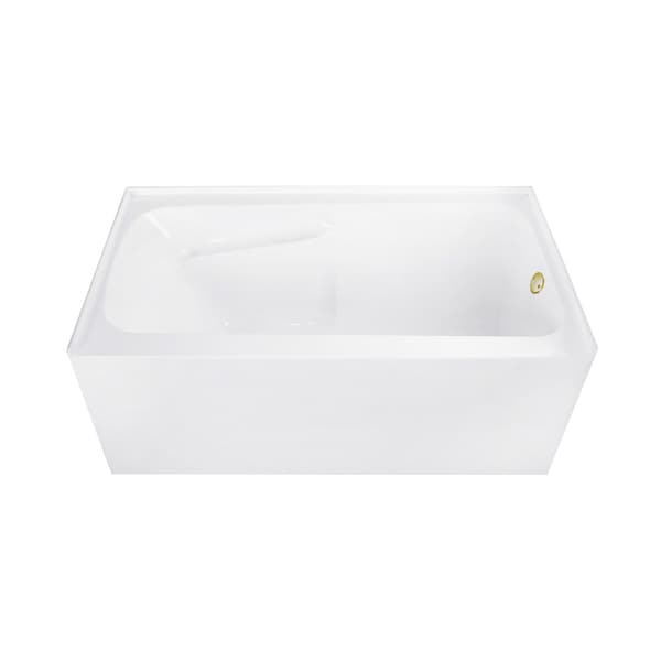 Kingston Brass 54" Acrylic Rectangular 3-Wall Alcove Tub Combo w/ Armrests in Glossy White/Brushed Brass CVTAP543023R7 - main