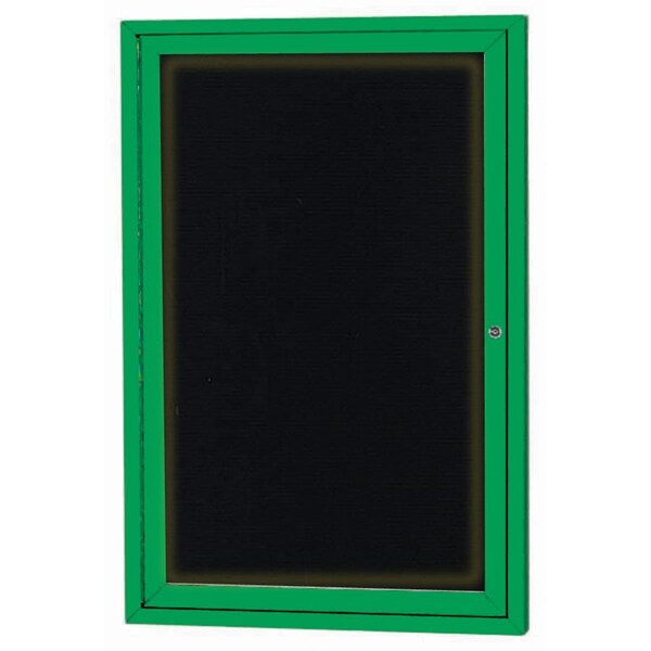 Aarco Illuminated Enclosed Letter Board Directory w/ Powder Coated Green Al Frame, 36''Hx24''W 1 Door ADC3624IG - main