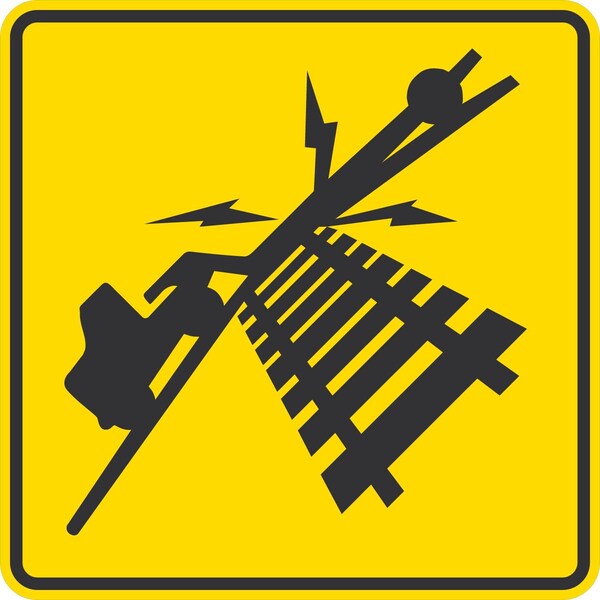 Lyle W10-5, Low Clearance Over Tracks Symbol, 30x30, High Intensity Prismatic, Yellow G-15417-HI_30x30 - main