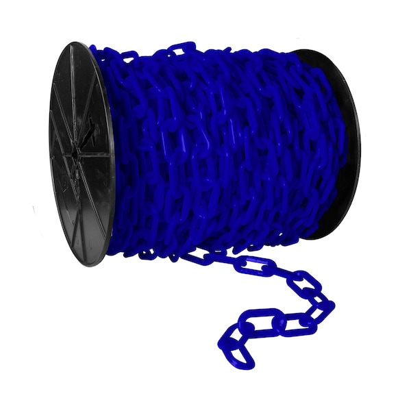 Mr. Chain 2" x 100' Traffic Blue Heavy Duty Plastic Safety Chain - Reel 51126 - main