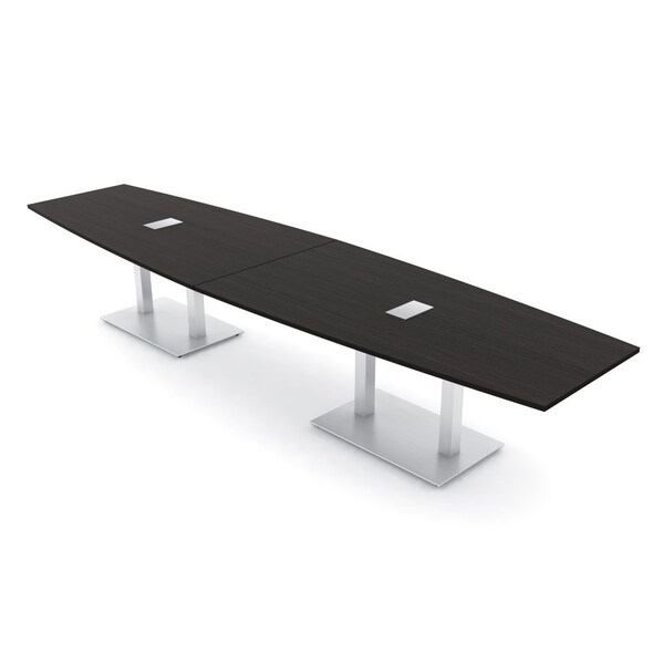 Skutchi Designs Boat Conference Table With Power Unit, 48 in W, 168 in L, Black HAR-BOT-48x168-DOU-U999ST19-ESIL - main