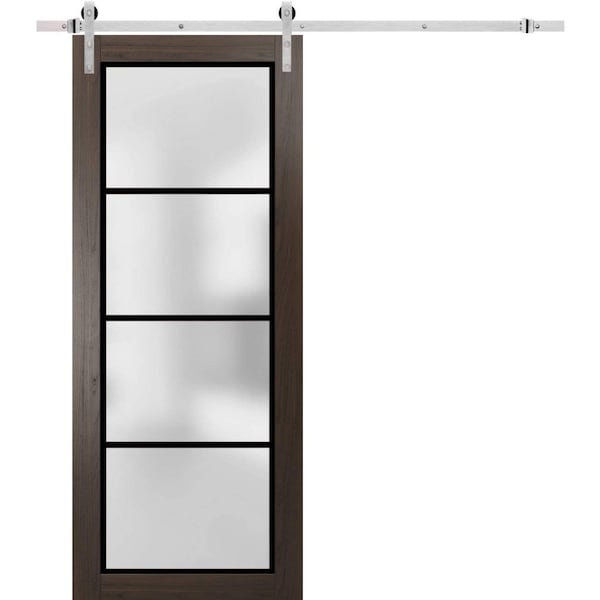 Sartodoors Sturdy Barn Door Frosted Tempered Glass Planum 2132 18x84 Solid Core Modern Interior PLANUM2132BD-S-CA-18 x 84 - main