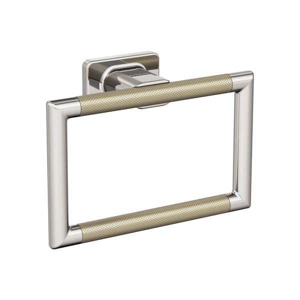 Amerock Esquire Polished Nickel/Golden Champagne Contemporary 5-1/4 in 133 mm Length Towel Ring BH26612PNBBZ - main