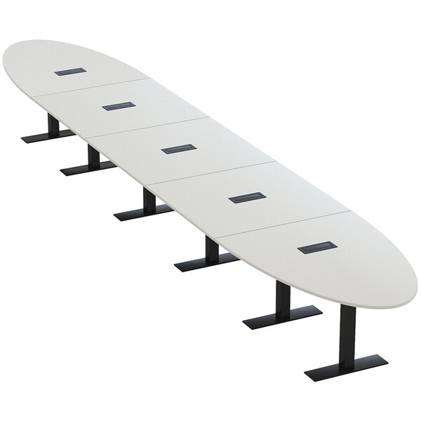 Skutchi Designs 22ft Oval Conference Table With Power | Harmony Series | 20 Person Meeting Room Table HAR-OVL-48X264-T.BK-U779-EBLK - main