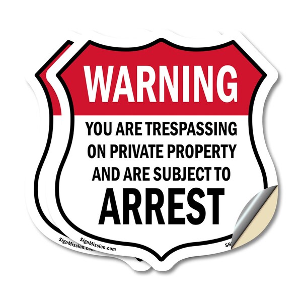 Signmission No Trespassing Shield Sign Warning You A, 18 inch X 18 inch, Vinyl Decal, 2PK SHI-D-2PACK-18-423 - main